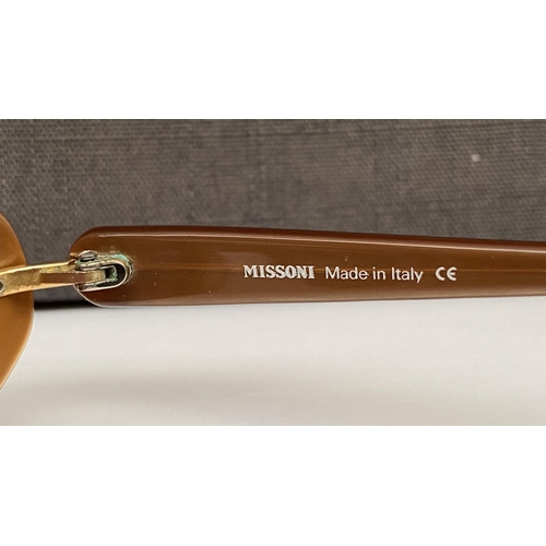 131 - Pair of Missoni Cat-Eye Sunglasses with Gold Tone/Honey Amber Frame and Red Detailings