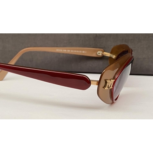 131 - Pair of Missoni Cat-Eye Sunglasses with Gold Tone/Honey Amber Frame and Red Detailings