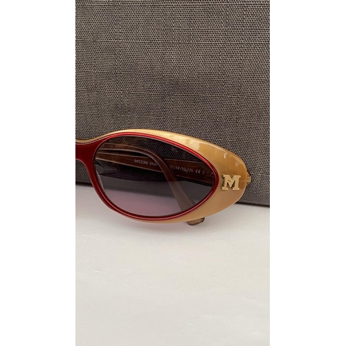 131 - Pair of Missoni Cat-Eye Sunglasses with Gold Tone/Honey Amber Frame and Red Detailings