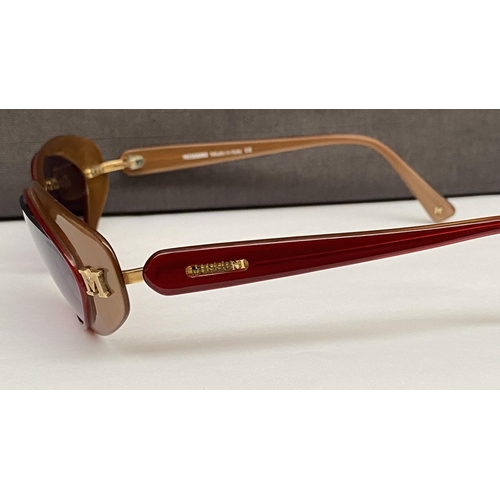 131 - Pair of Missoni Cat-Eye Sunglasses with Gold Tone/Honey Amber Frame and Red Detailings