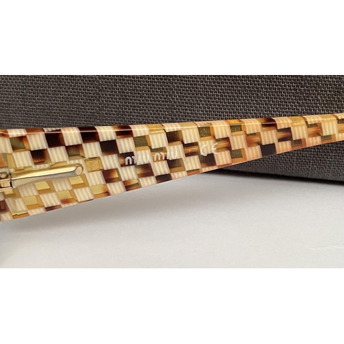 132 - Pair of Miu-Miu Prescription Eyeglasses with Brown Frame and Checkered Temples