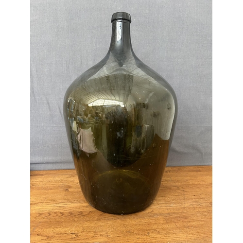 121 - Large Blown Glass Green Decorative Wine/Oil Bottle (58cm H.)