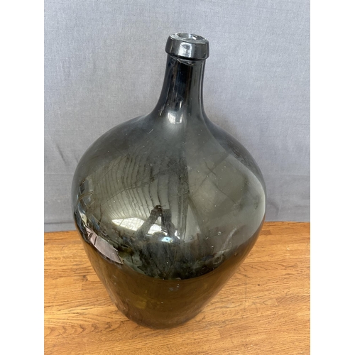 121 - Large Blown Glass Green Decorative Wine/Oil Bottle (58cm H.)