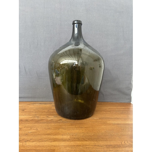 121 - Large Blown Glass Green Decorative Wine/Oil Bottle (58cm H.)