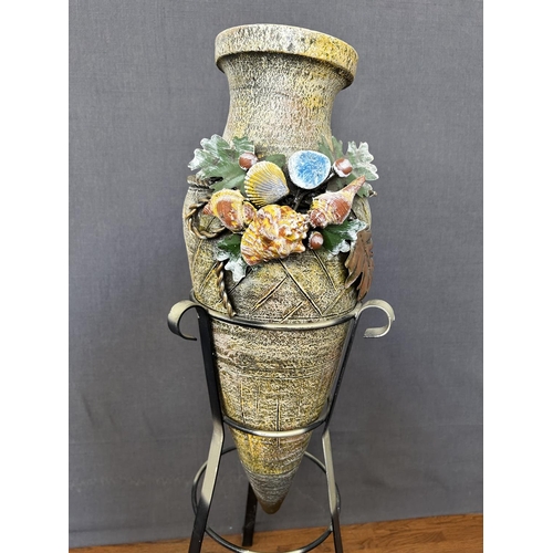 157 - Decorative Amphora Pottery on Metal Stand (78cm H.)