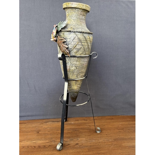 157 - Decorative Amphora Pottery on Metal Stand (78cm H.)