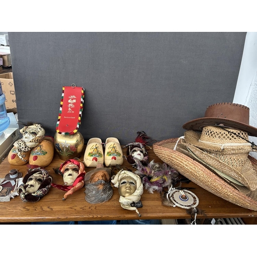 240 - Collection of Mostly Holland Ornaments/Masks and Qty of Hats