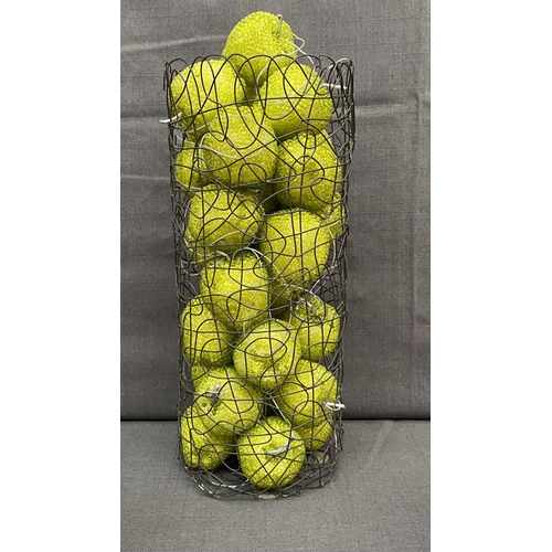 133 - x2 Royal Doulton Candle Sticks Together with Sugar Bowl and Basket Full of Beaded Pear Baubles, Chri... 