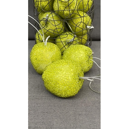 133 - x2 Royal Doulton Candle Sticks Together with Sugar Bowl and Basket Full of Beaded Pear Baubles, Chri... 