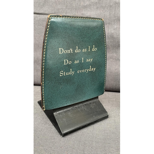 161 - Pair of Vintage Sekisei Japan Green Leatherette Book Ends with Gold Etching