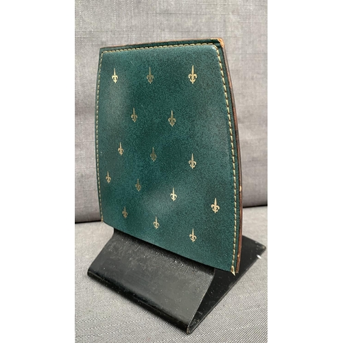 161 - Pair of Vintage Sekisei Japan Green Leatherette Book Ends with Gold Etching