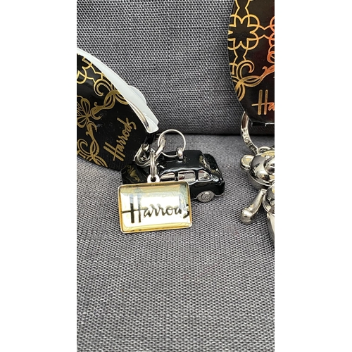 163 - Harrods Collectibles Incl. Jointed Bear, Black Taxi Cub Keyring, Address Book and English Blue Chees... 