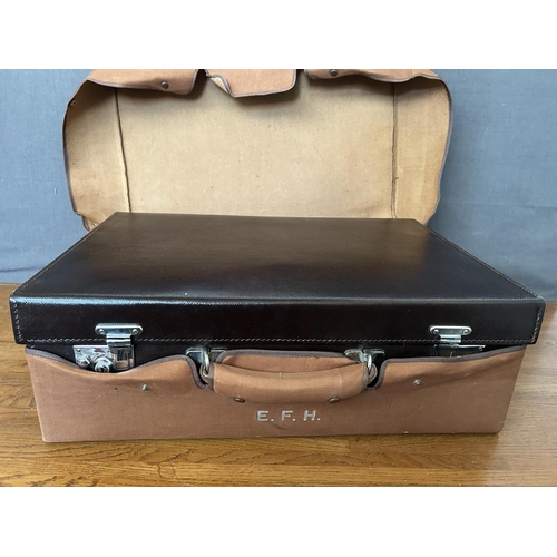 138 - Antique Circa 1910 English Edwardian Gentleman's Travel Leather Suitcase