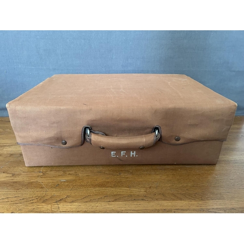 138 - Antique Circa 1910 English Edwardian Gentleman's Travel Leather Suitcase