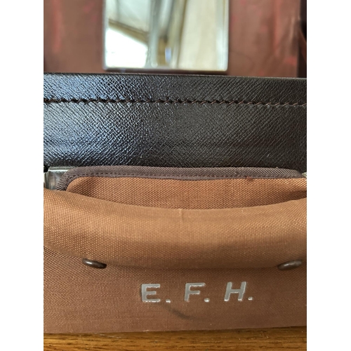 138 - Antique Circa 1910 English Edwardian Gentleman's Travel Leather Suitcase