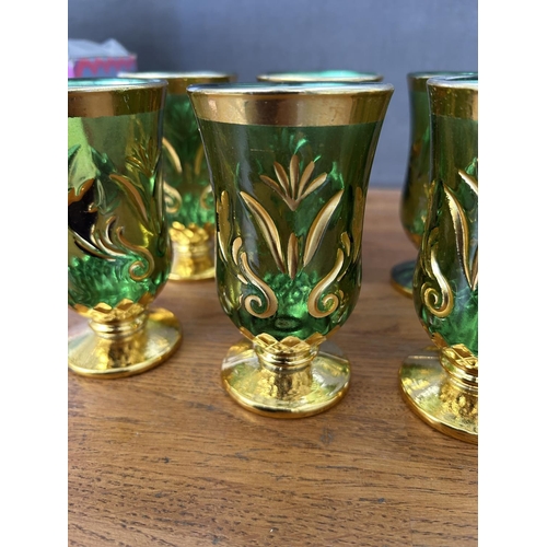 333 - Set of 6 Colored Pedestal Glasses (In Box, Unused)