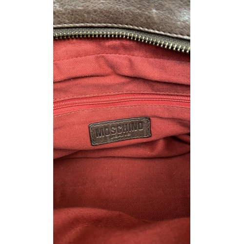 146 - Vintage Red and Brown Suede and Leather Moschino Jeans Satchel Bag with Dust Bag - Taken Back 28/11/... 