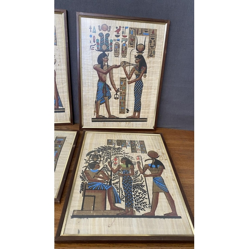 320 - x4 Vintage Old Art Framed Egyptian Papyrus Paintings (42 x 32cm/each)