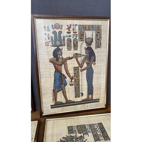 320 - x4 Vintage Old Art Framed Egyptian Papyrus Paintings (42 x 32cm/each)