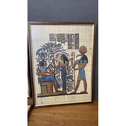 320 - x4 Vintage Old Art Framed Egyptian Papyrus Paintings (42 x 32cm/each)