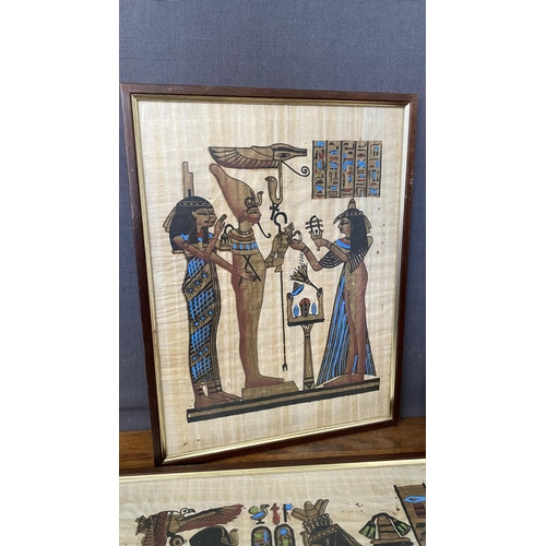 320 - x4 Vintage Old Art Framed Egyptian Papyrus Paintings (42 x 32cm/each)