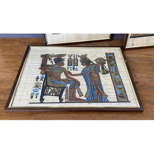 320 - x4 Vintage Old Art Framed Egyptian Papyrus Paintings (42 x 32cm/each)