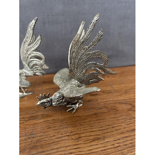 264 - Pair of Vintage Metal Rooster Figures