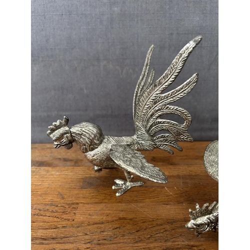 264 - Pair of Vintage Metal Rooster Figures