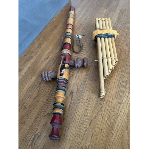 272 - x2 Hand Carved Wooden Decorative Musical Instruments