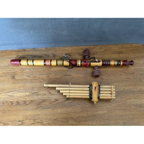 272 - x2 Hand Carved Wooden Decorative Musical Instruments