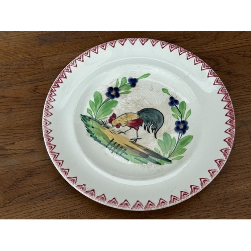 274 - Antique 1920's French Hand Painted Cockerel Wall Plate (23cm Diameter)