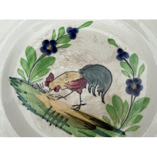 274 - Antique 1920's French Hand Painted Cockerel Wall Plate (23cm Diameter)