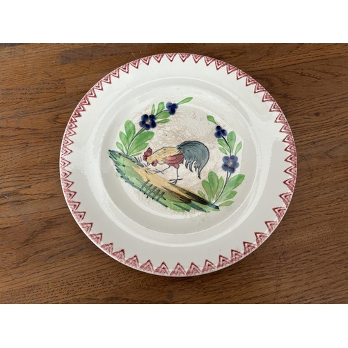 274 - Antique 1920's French Hand Painted Cockerel Wall Plate (23cm Diameter)