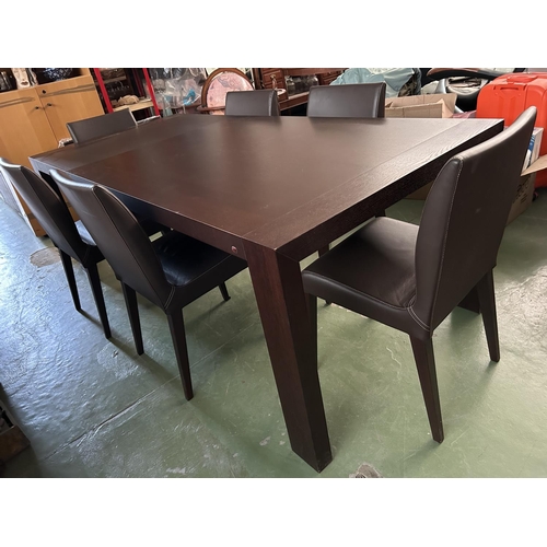 276 - Calligaris Wooden Extendable Dining Table with 6 Leather Upholstered Matching Chairs (220/160 W. x 1... 
