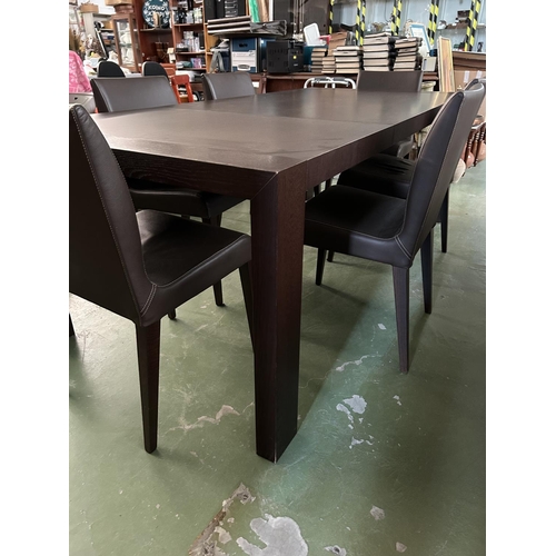 276 - Calligaris Wooden Extendable Dining Table with 6 Leather Upholstered Matching Chairs (220/160 W. x 1... 
