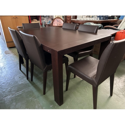 276 - Calligaris Wooden Extendable Dining Table with 6 Leather Upholstered Matching Chairs (220/160 W. x 1... 