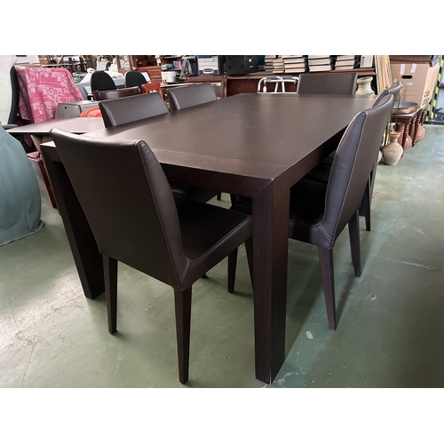 276 - Calligaris Wooden Extendable Dining Table with 6 Leather Upholstered Matching Chairs (220/160 W. x 1... 
