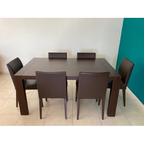 276 - Calligaris Wooden Extendable Dining Table with 6 Leather Upholstered Matching Chairs (220/160 W. x 1... 