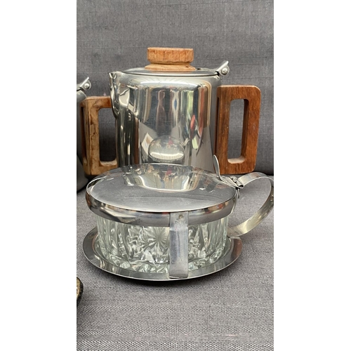 149 - Collection of Stainless Steel Tableware Incl. Tea Set and Other