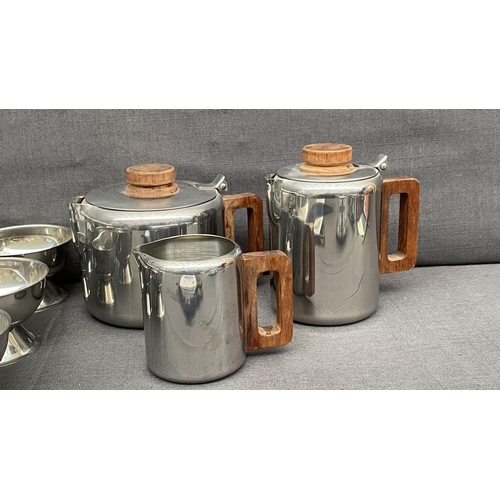 149 - Collection of Stainless Steel Tableware Incl. Tea Set and Other