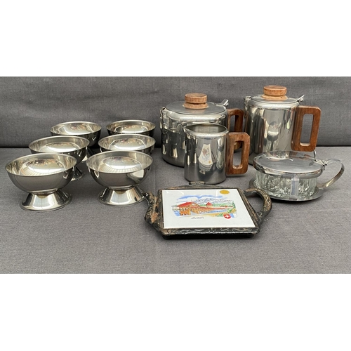 149 - Collection of Stainless Steel Tableware Incl. Tea Set and Other