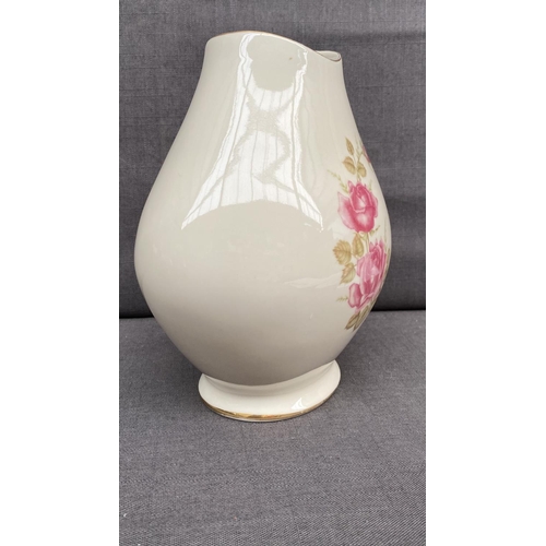 235 - Waldezshot Bavaria Germany Porcelain Bud Vase with Pink Rose and Gold Trim