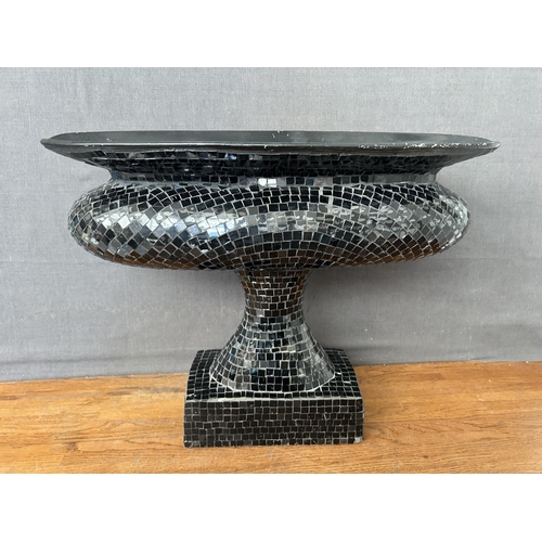 254 - Large Decorative Black Mosaic Table Vase (48cm W., 38cm H.)