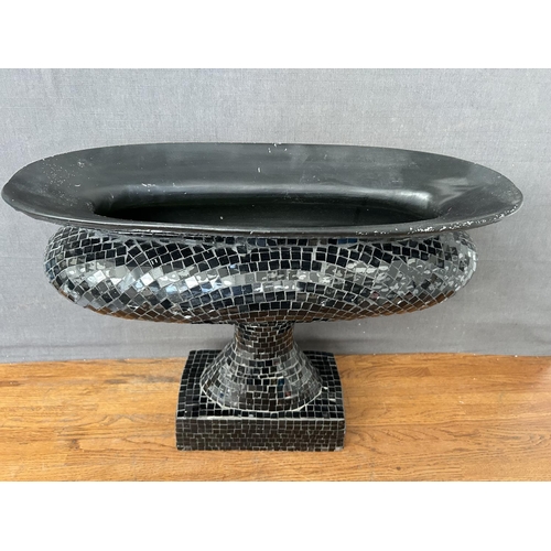 254 - Large Decorative Black Mosaic Table Vase (48cm W., 38cm H.)