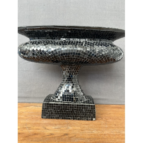 254 - Large Decorative Black Mosaic Table Vase (48cm W., 38cm H.)