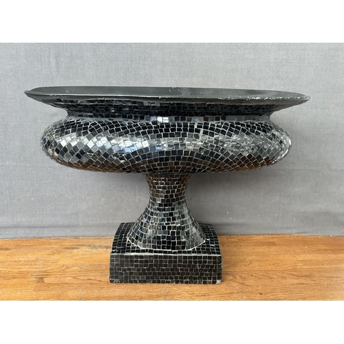 254 - Large Decorative Black Mosaic Table Vase (48cm W., 38cm H.)
