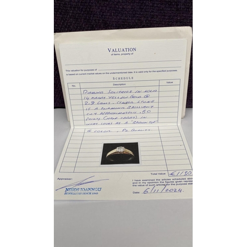 253 - Solitaire Solid Yellow Gold 14ct Ring 2.8gr