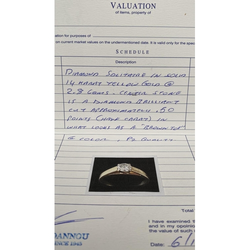 253 - Solitaire Solid Yellow Gold 14ct Ring 2.8gr