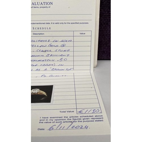 253 - Solitaire Solid Yellow Gold 14ct Ring 2.8gr