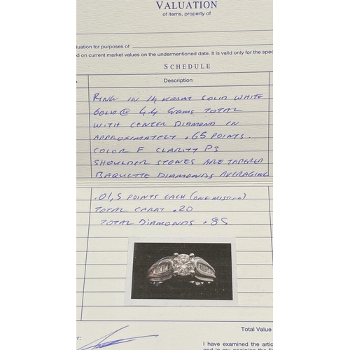 253A - Solid White Gold 14ct Engagement Ring with Center Diamond (Total Weight 4.4gr)